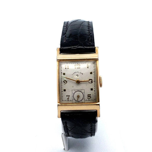 Vintage 14K Gold Filled Lord Elgin Manual Wind Tank Watch AS IS