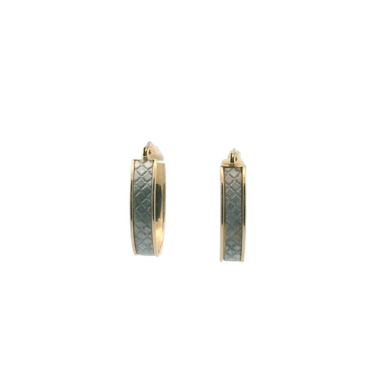 14K Two Tone Gold Textured Hoop Earrings