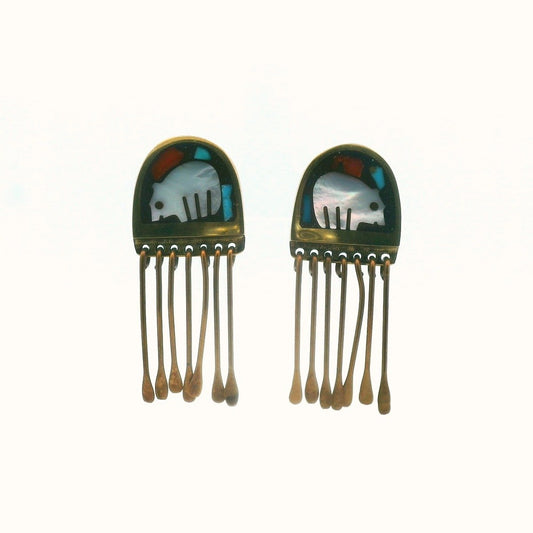 Shows Studio Bronze Gemstone Inlay Bear Clip-On Earrings