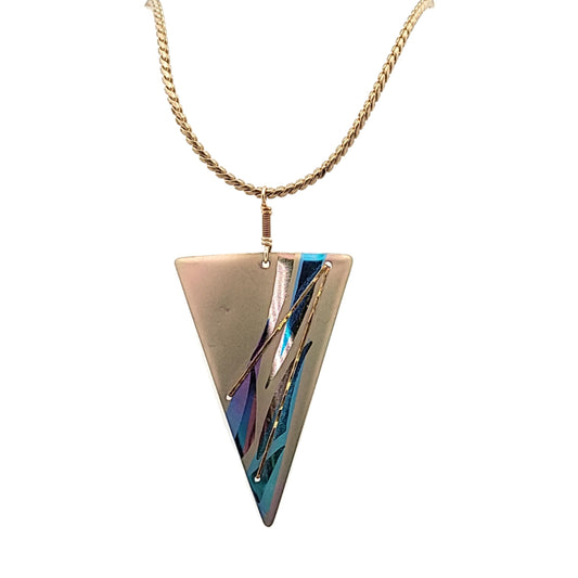 Holly yashi Pink & Blue Niobium Triangle Gold Filled Necklace