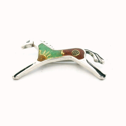 Relios Sterling Silver Enamel Horse Brooch