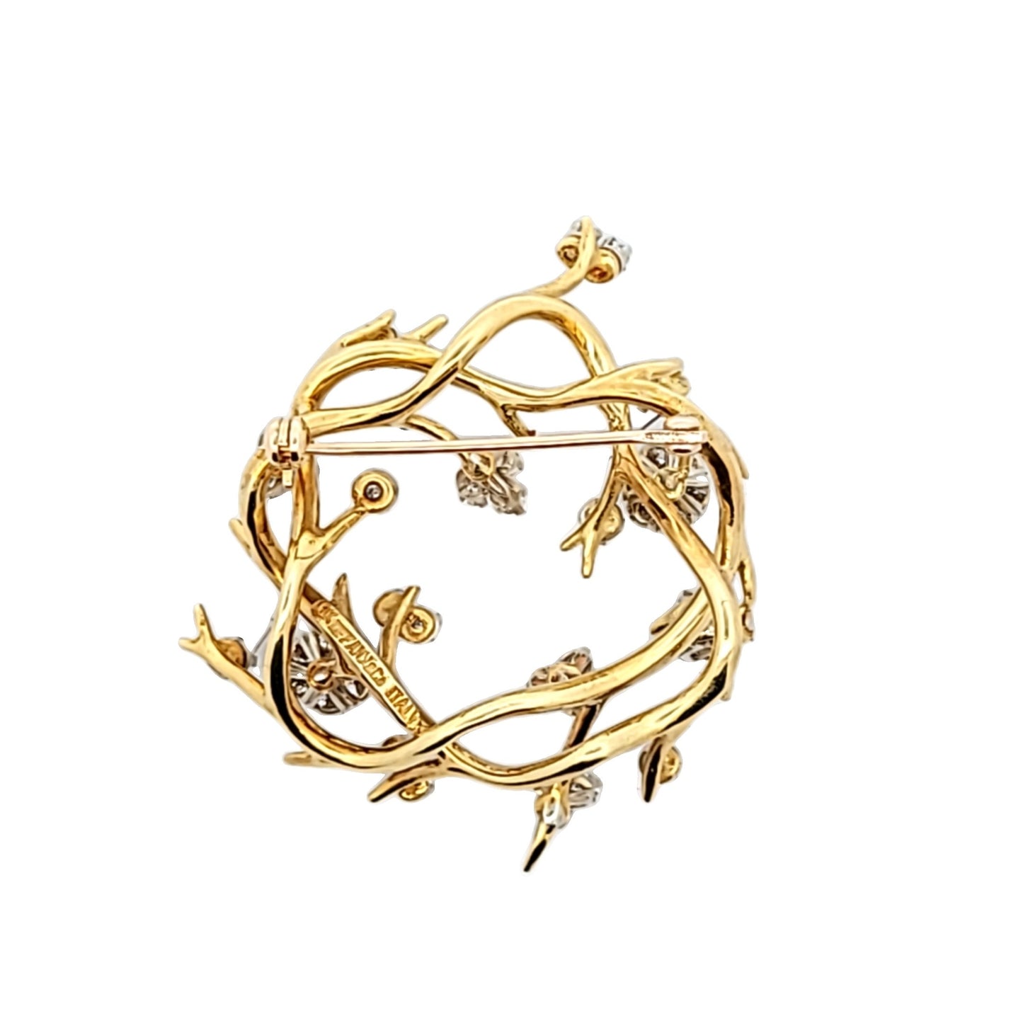 Tiffany & Co. 18K Yellow Gold En Tremblant Diamond Flower & Branch Pin
