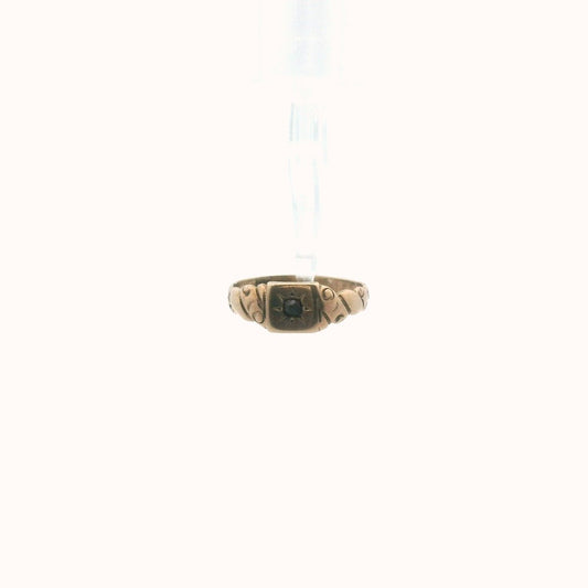 Antique Victorian 10K Yellow Gold Garnet Baby Ring