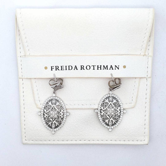 Designer $170 Freida Rothman CZ Drop Earrings