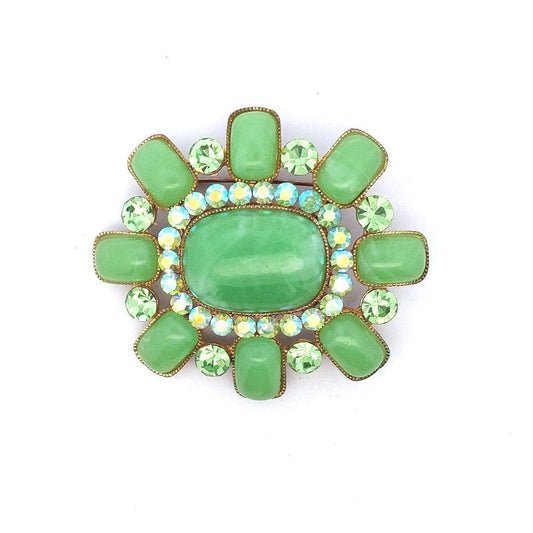Estate $60 Costume Fantasy Green & Paste Brooch