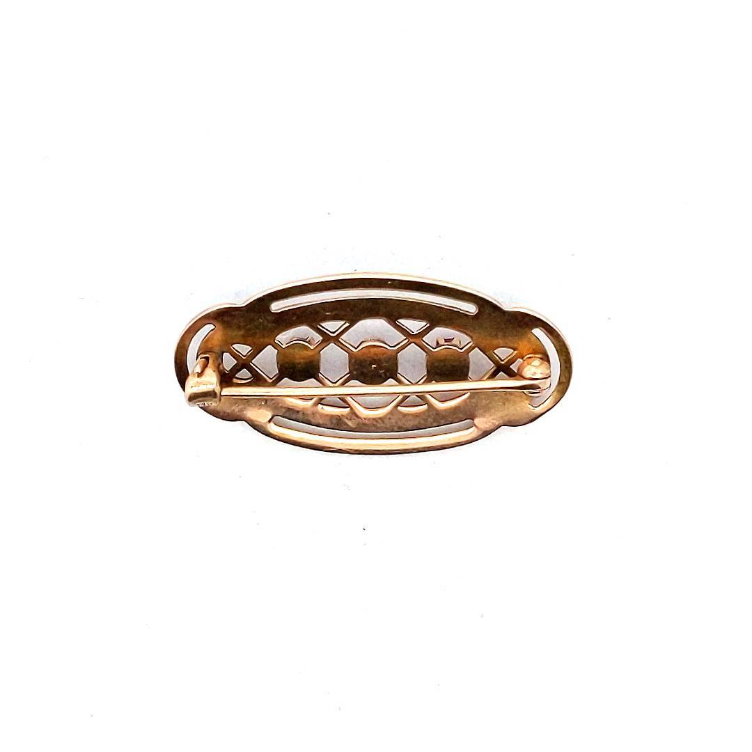 Antique 14K Yellow Gold Edwardian Ruby Lattice Brooch