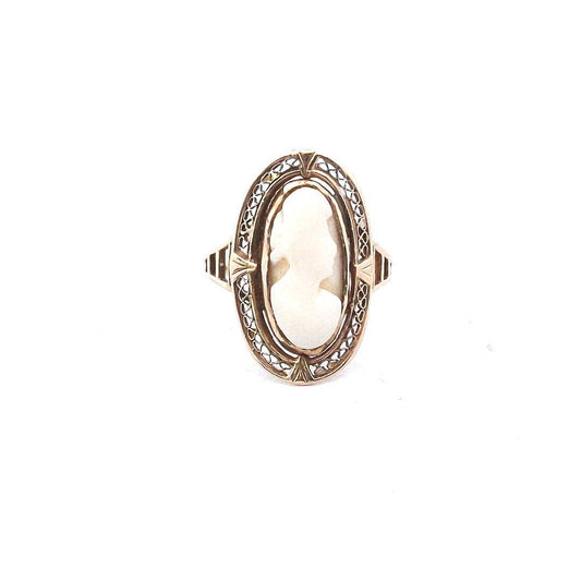 Antique $180 10K Yellow Gold Filigree Design Cameo Ring