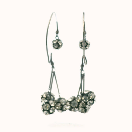Ma'Mselle Silver Plated Base Metal Rhinestone Ball Earrings