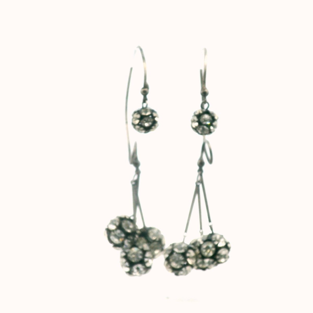 Ma'Mselle Silver Plated Base Metal Rhinestone Ball Earrings
