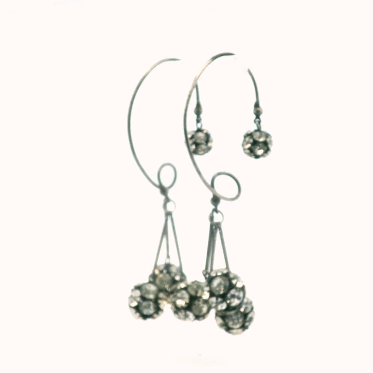 Ma'Mselle Silver Plated Base Metal Rhinestone Ball Earrings