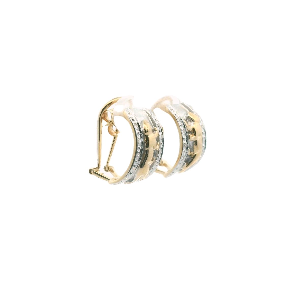 14K Two Tone Gold Diamond Panther Earrings