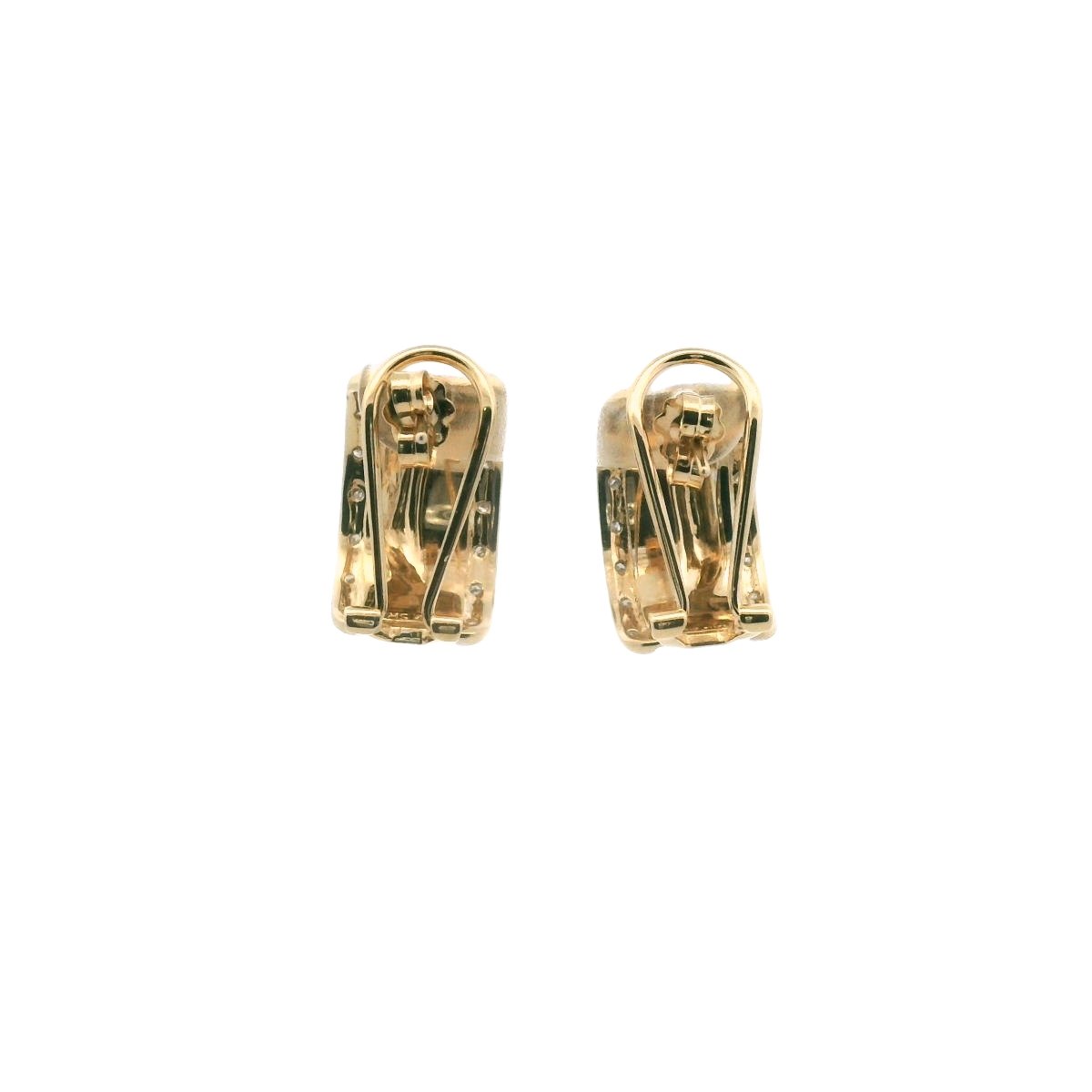 14K Two Tone Gold Diamond Panther Earrings