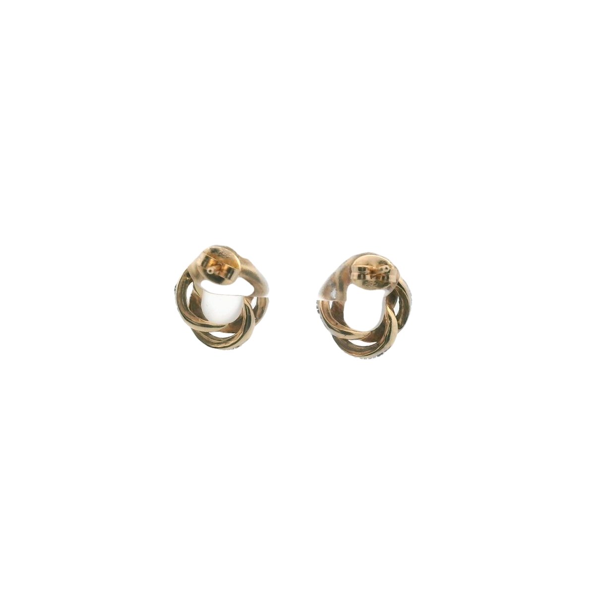 14K Two Tone Gold Diamond & Moonstone Knot Earrings