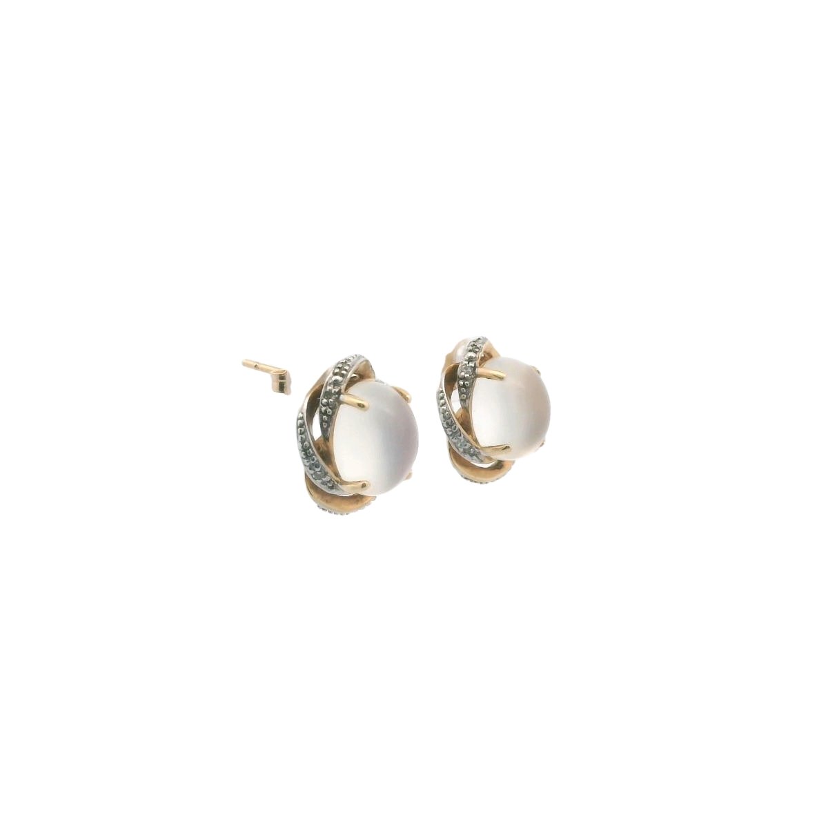14K Two Tone Gold Diamond & Moonstone Knot Earrings