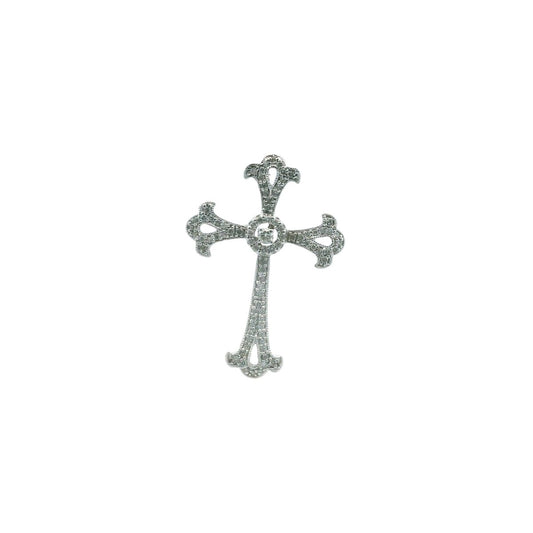 18K White Gold Natural Diamond Cross Pendant