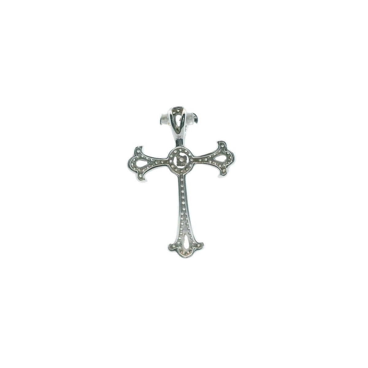 18K White Gold Natural Diamond Cross Pendant