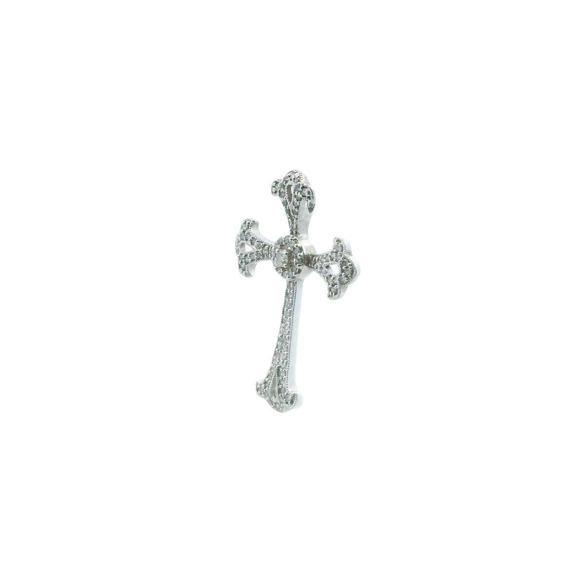 18K White Gold Natural Diamond Cross Pendant
