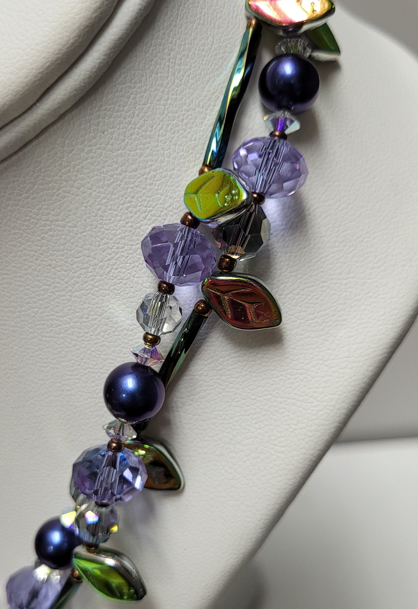 Joel Bloomberg Sterling Silver Art Glass Flower Necklace