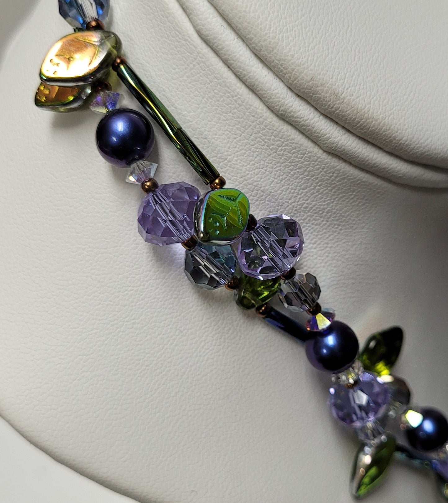Joel Bloomberg Sterling Silver Art Glass Flower Necklace