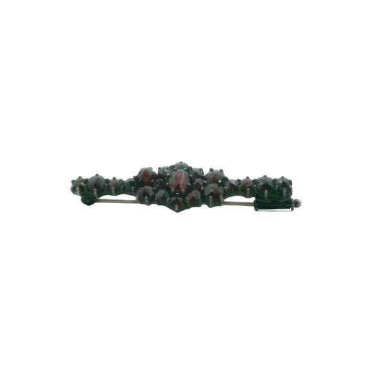 Vintage Bohemian Sterling Silver Garnet Brooch