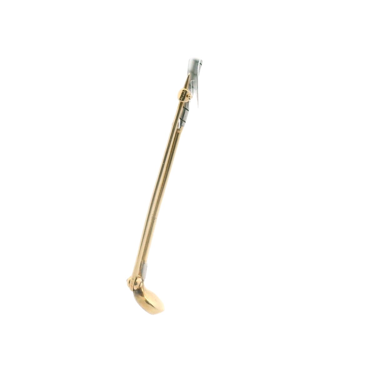 Antique 14K Two Tone Gold Pearl Golf Club Brooch