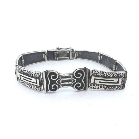 Estate Sterling Silver Native American Design Link Bracelet