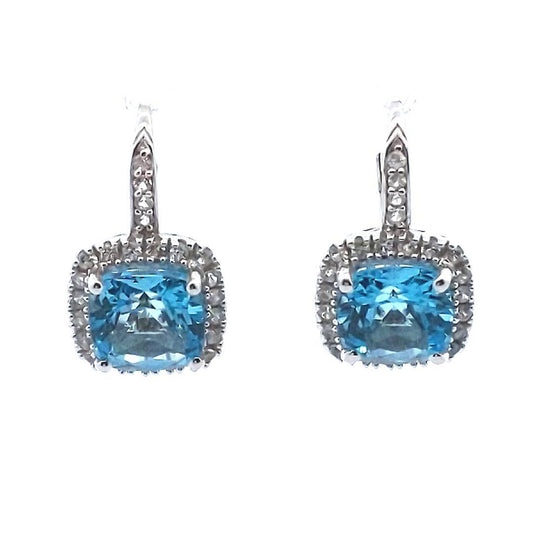 Michele Albala 14K White Gold Blue & White Topaz Earrings