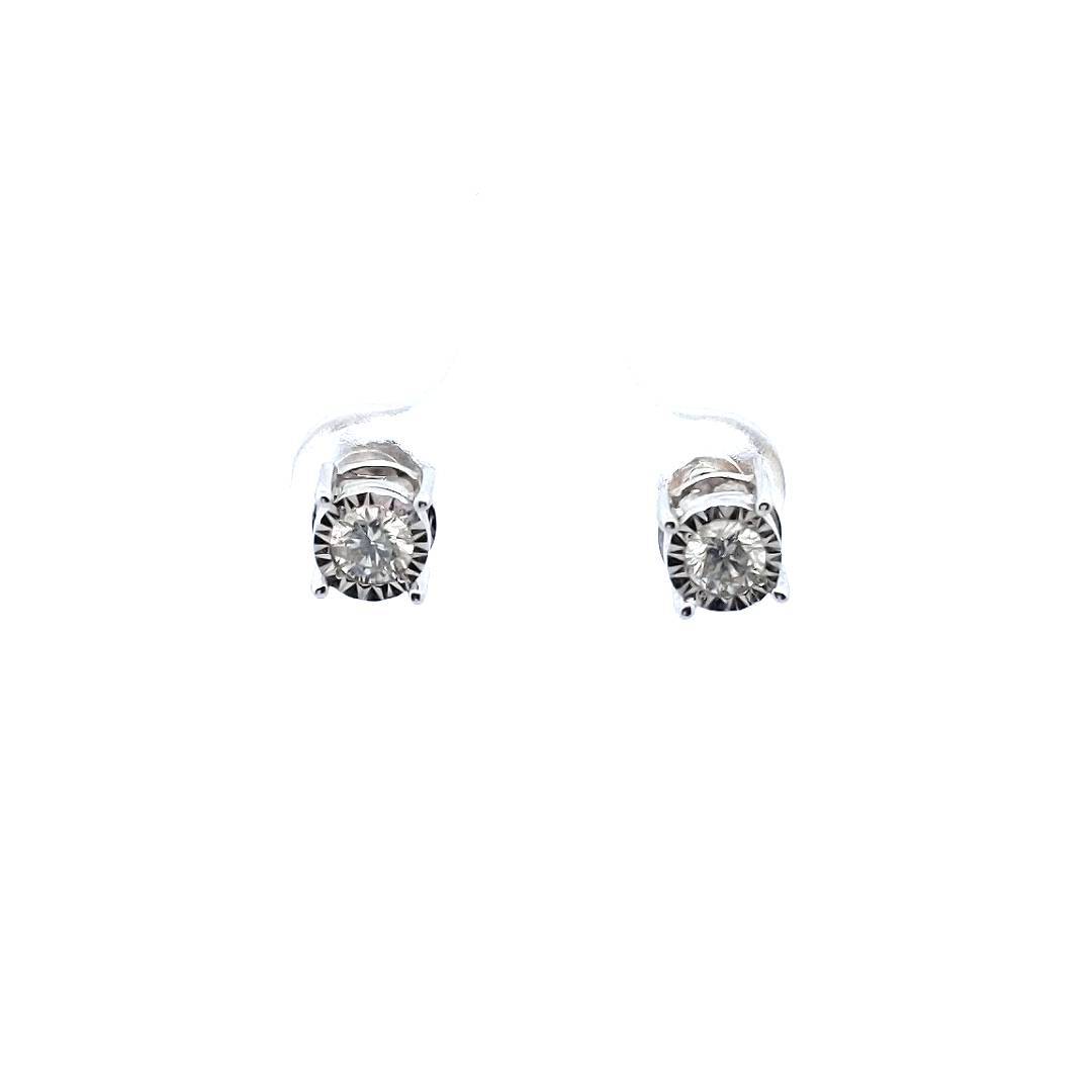 Estate 14K White Gold Diamond Stud Earrings