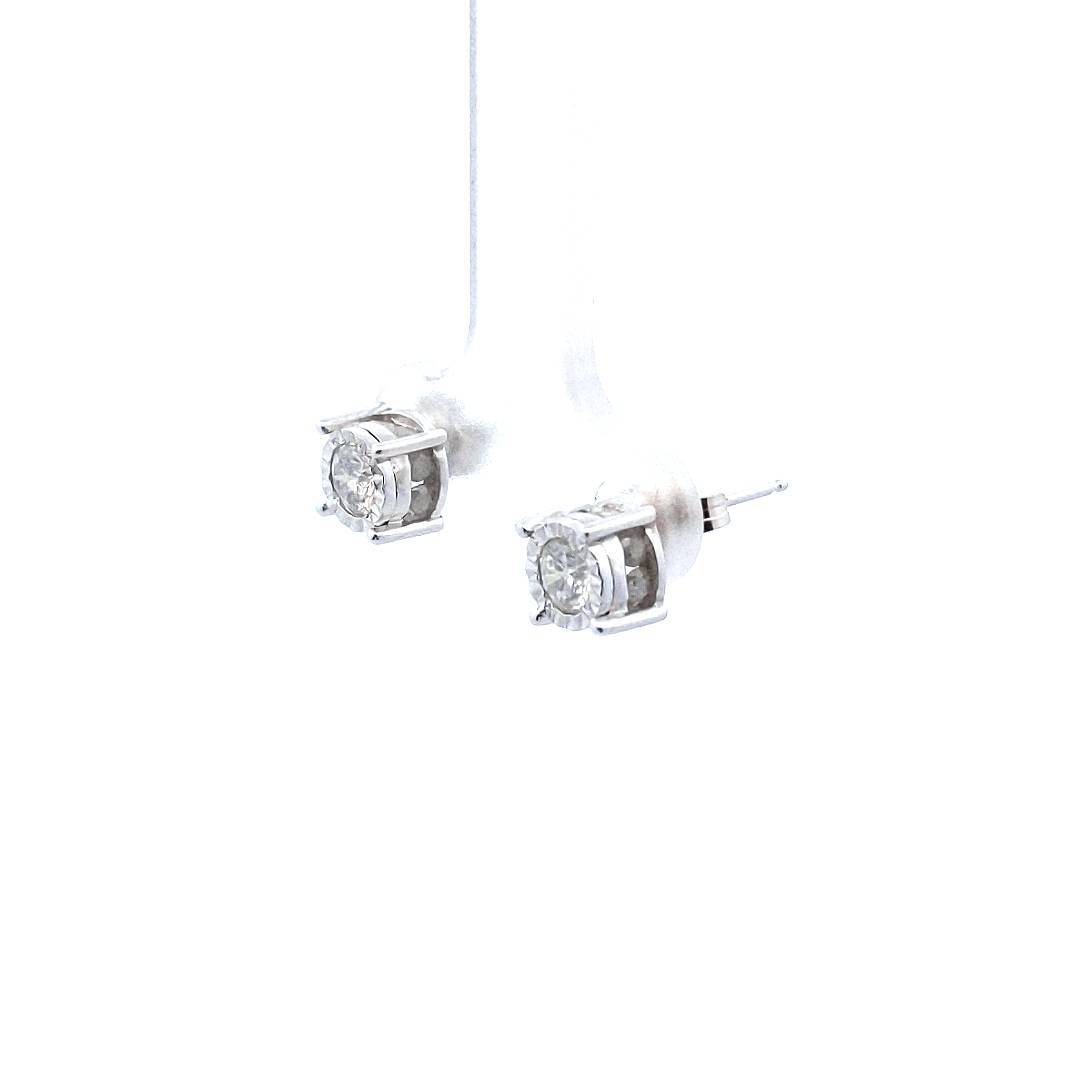 Estate 14K White Gold Diamond Stud Earrings