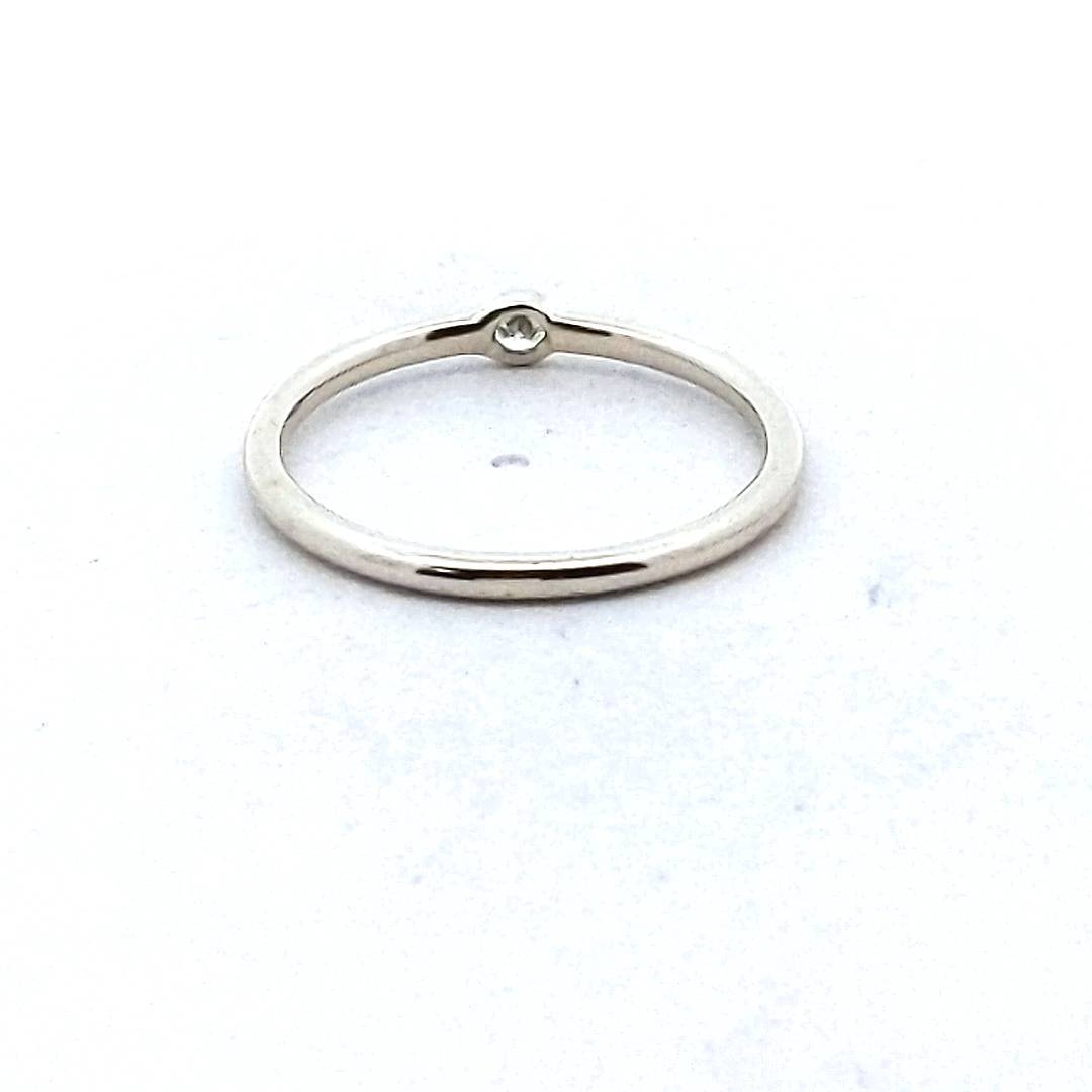 Estate 14K White Gold Bezel Set Diamond Stackable Band