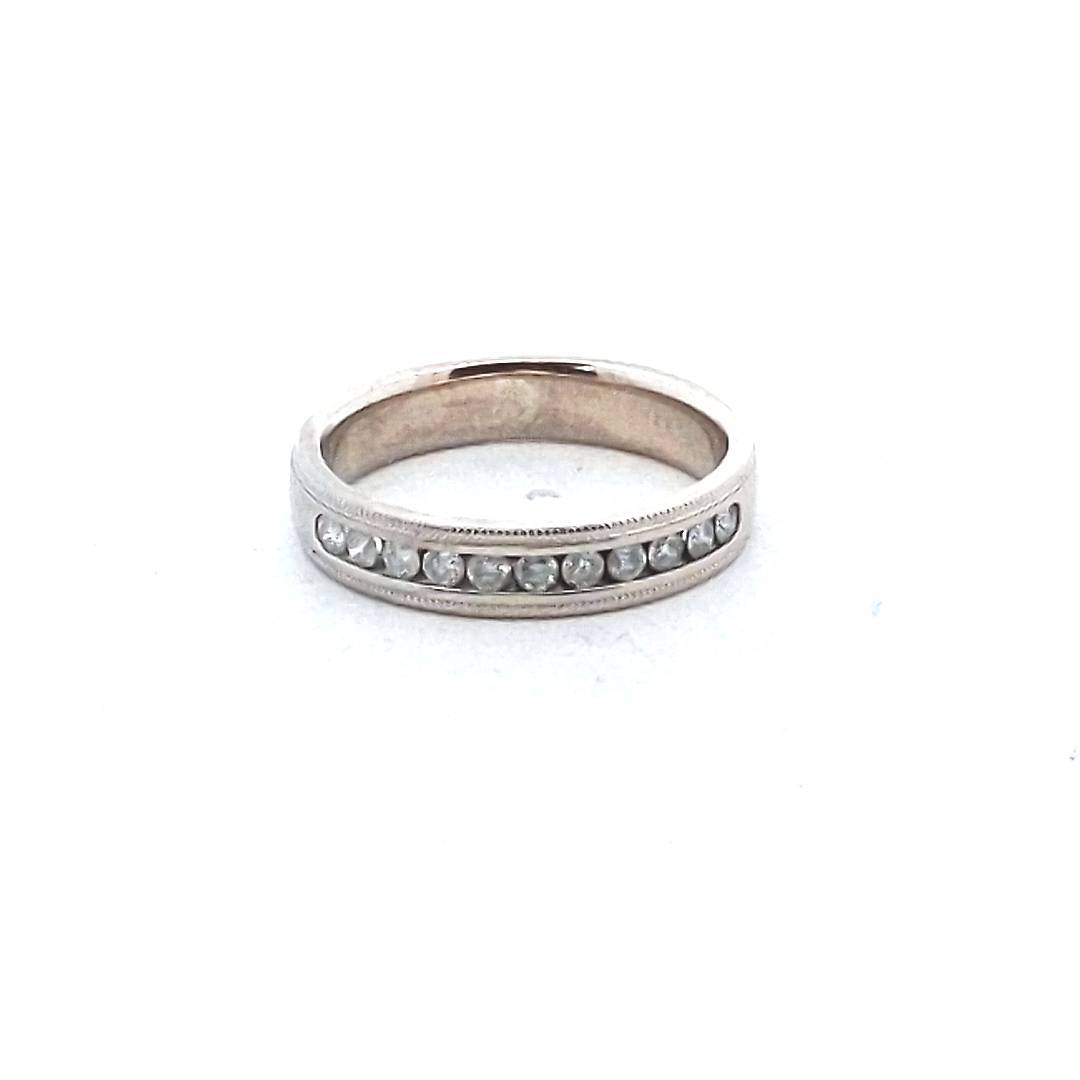 Estate 14K White Gold Diamond Milgrain Design Wedding Band