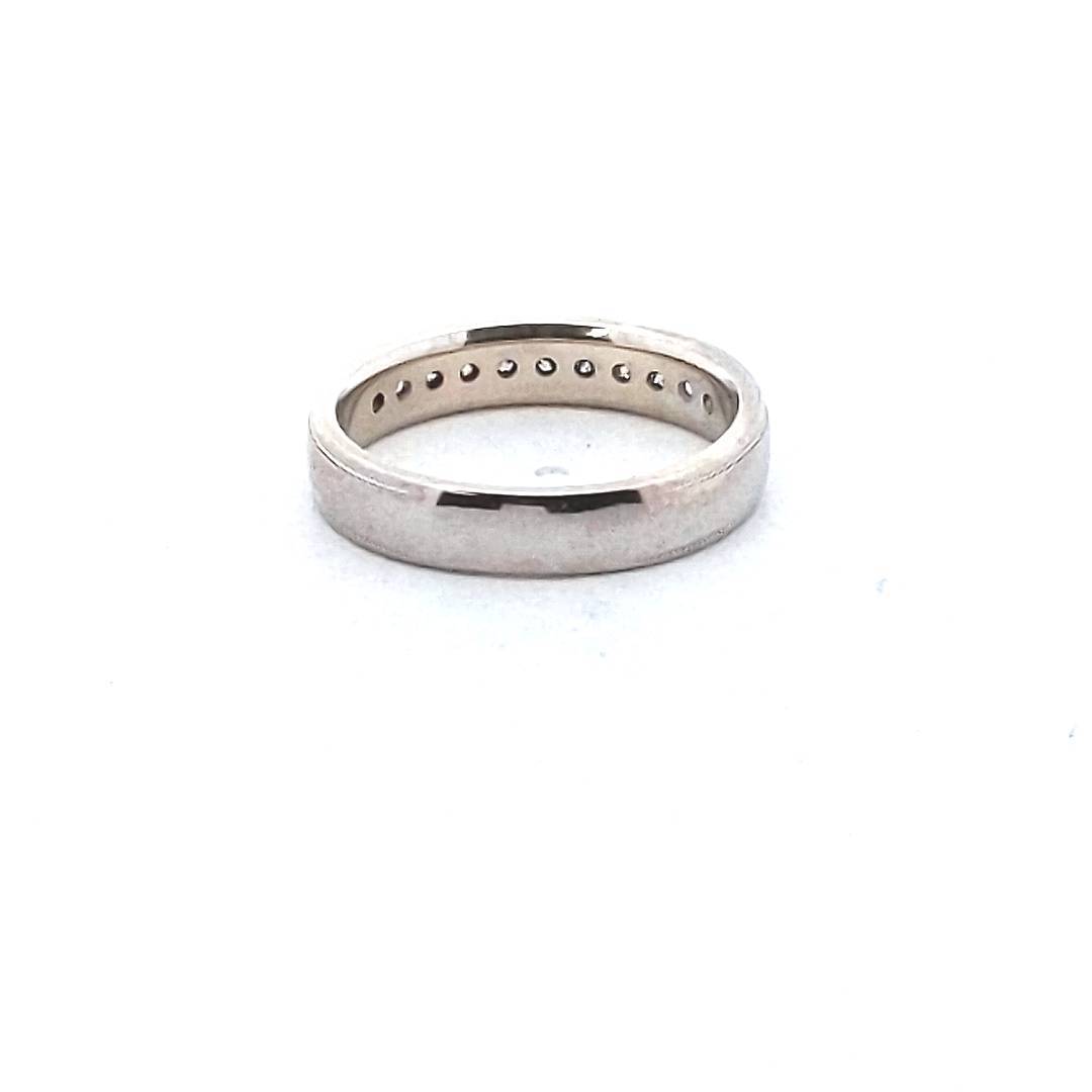 Estate 14K White Gold Diamond Milgrain Design Wedding Band