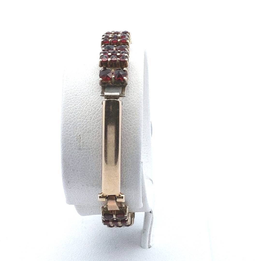 Estate Stainless Silver Gold Filled Bohemian Garnet Bucherer Manual Wind Watch