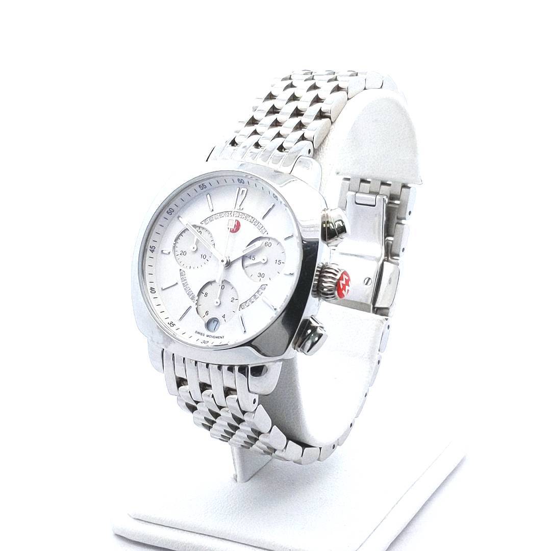 Michele Stainless Steel Diamond Chronograph Ascalon Watch