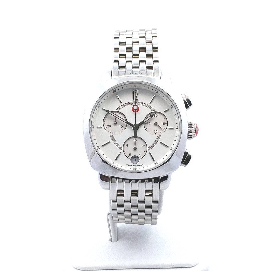 Michele Stainless Steel Diamond Chronograph Ascalon Watch