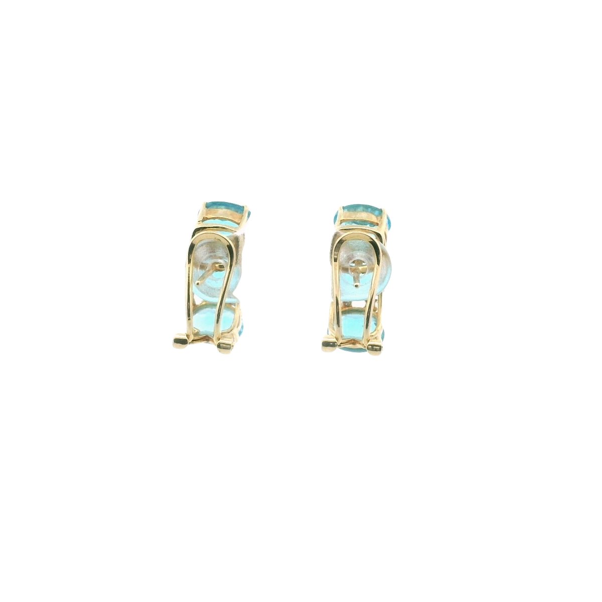 14K Yellow Gold Diamond & Blue Topaz Earrings