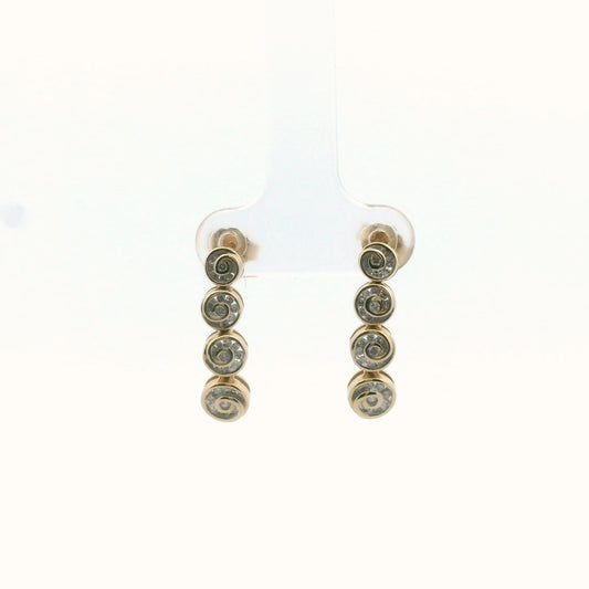 14K Yellow Gold Diamond Swirl Drop Earrings