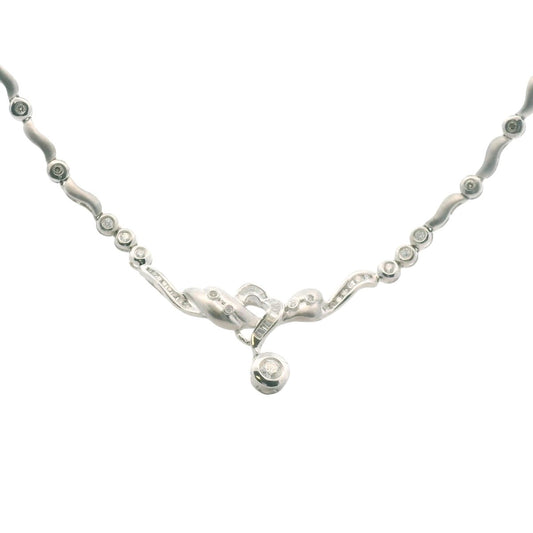 18K & 14K White Gold Frosted Satin Finish Diamond Necklace