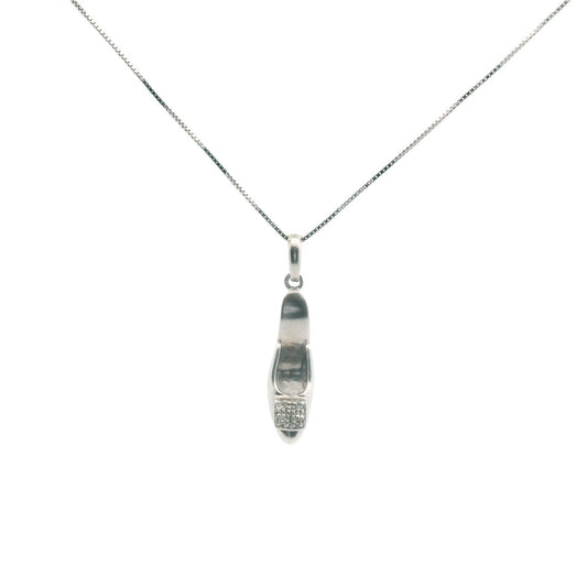 14K White Gold Diamond High Heel Shoe Necklace