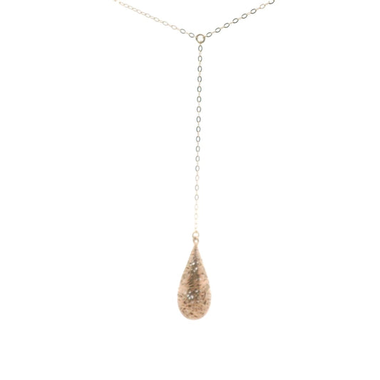 14K Rose Gold Filigree Scrollwork Drop Necklace