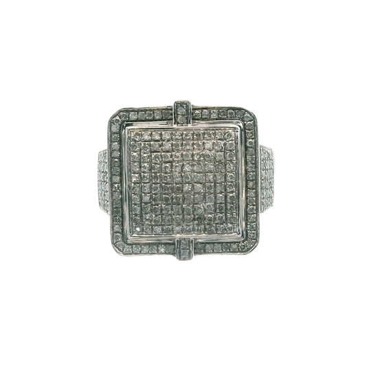 14K White Gold Pave Set Diamond Ring