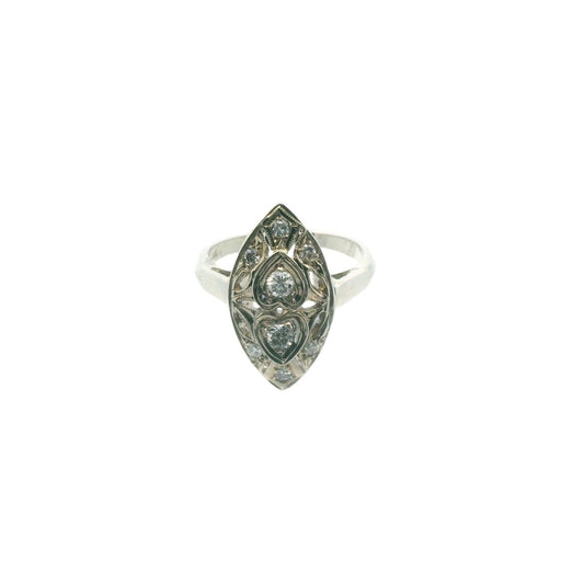 Vintage 14K White Gold Diamond Filigree Ring