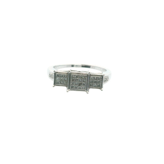 10K White Gold Pave Set Diamond Engagement Ring
