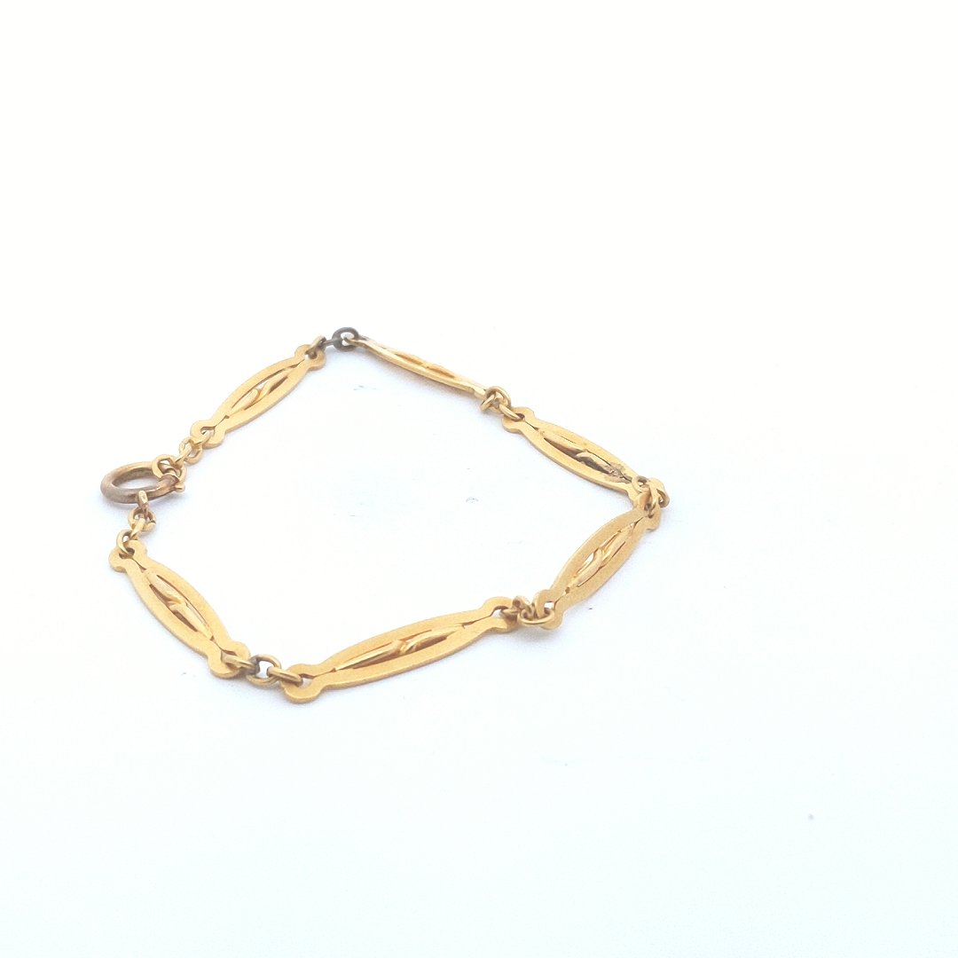 Antique $1800 20K Yellow Gold Bar Link Bracelet