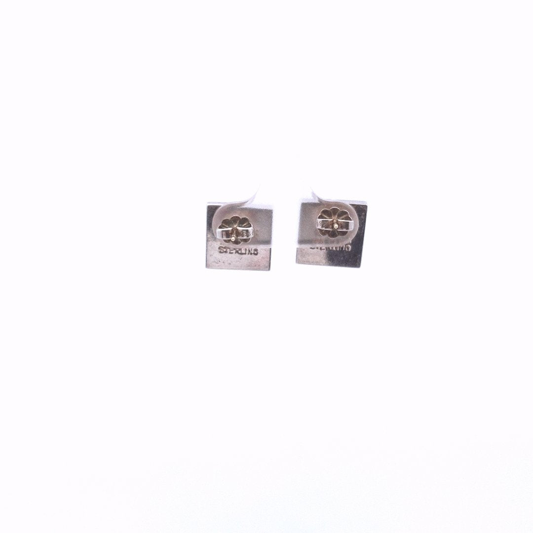 Designer $200 18K Gold Sterling Square Geometric Earrings