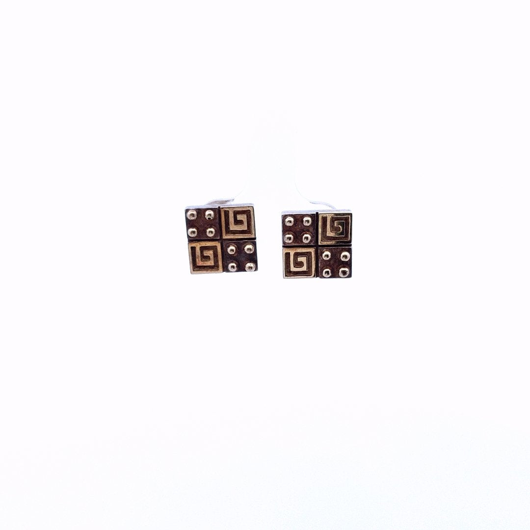 Designer $200 18K Gold Sterling Square Geometric Earrings