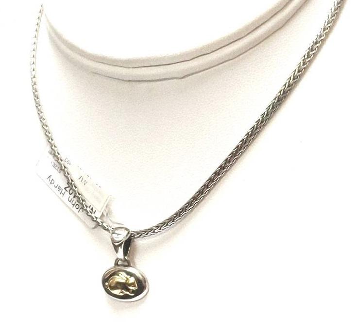 John Hardy Sterling Silver 18K Gold Bunny Pendant Woven Necklace