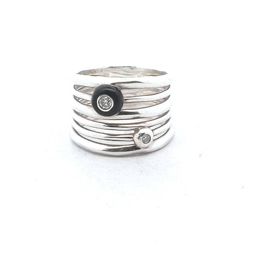 Ippolita Sterling Silver Diamond & Onyx Wide Ring