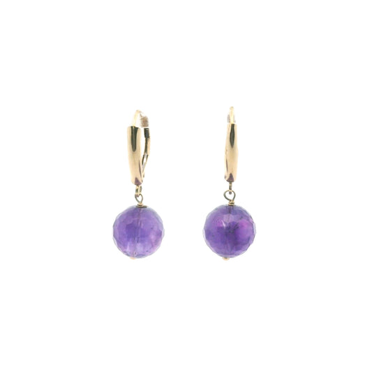 14K Yellow Gold Faceted Amethyst Bead Earrings