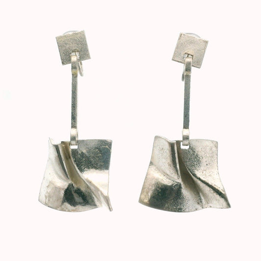 Bjorn Weckstrom Sterling Silver Finland Modernist Dangle Earrings